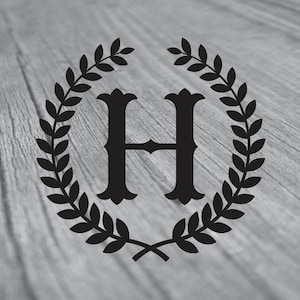 Letter H with Laurel Wreath Cricut SVG Design Clipart Monogram H svg Cameo Elegant Logo SVG Monogram for DIY projects Laser Cutting H svg