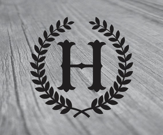 Download Letter H With Laurel Wreath Cricut Svg Design Clipart Monogram Etsy
