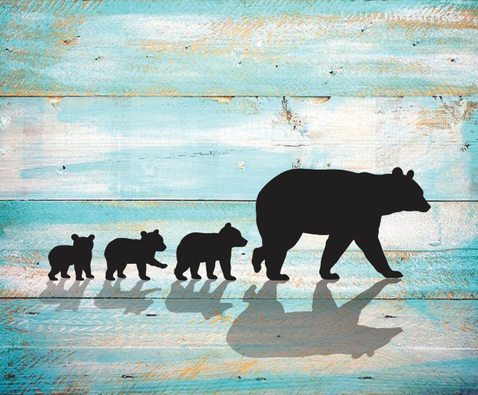 Mama Bear SVG Three Cubs Silhouette Clipart Iron on Bear Cub - Etsy