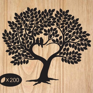 Tree With Love Birds SVG Wedding Tree Clipart, Leafy Guestbook for 200 ...