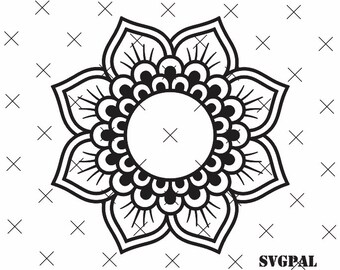 FREE Customization Mandala Monogram Base Design with Color Options Commercial Use SVG Clipart Cut File Flower Monogram Cricut Mandala Design
