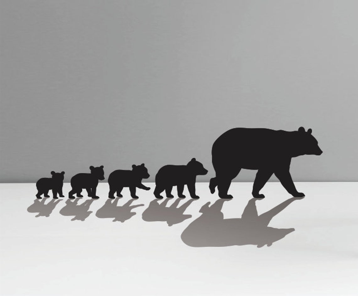 Mama Bear SVG Four Cubs Silhouette Clipart Iron on Bear Cub Etsy