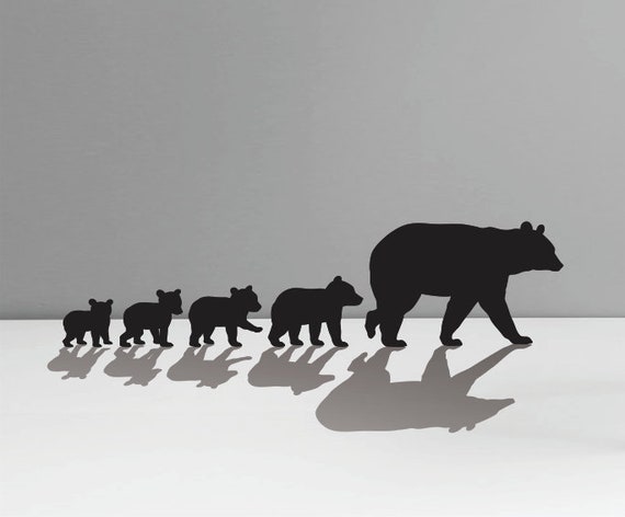 Mama Bear Svg Four Cubs Silhouette Clipart Iron On Bear Cub Etsy