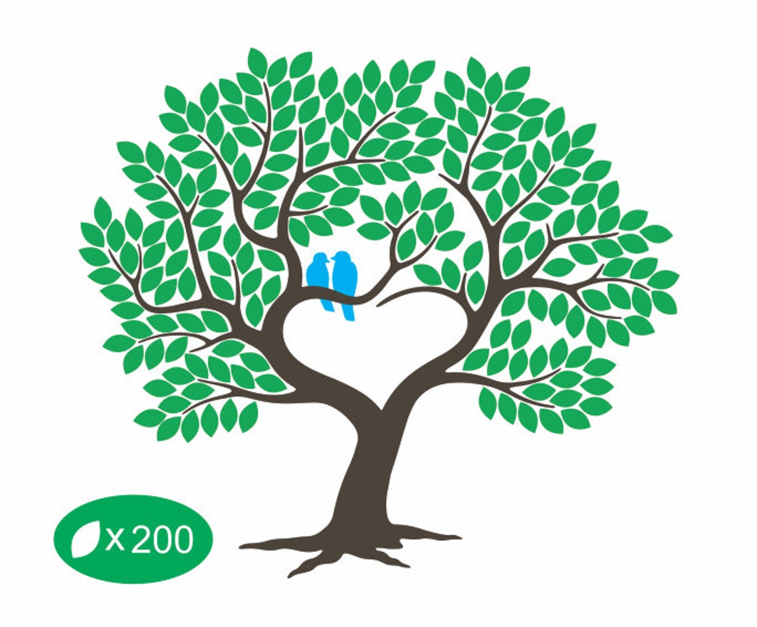 Tree With Love Birds SVG Wedding Tree Clipart Leafy Guestbook Etsy