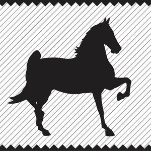 Clipart de cavalo para impressão, transferência de ferro, arquivo de gravação a laser, cavalo de sela americano SVG