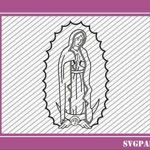 Clipart SVG della Vergine Maria, file trasferibile con ferro da stiro di Santa Maria, file PNG di Santa Maria con incisione laser istantanea, clipart della Vergine Maria con download istantaneo