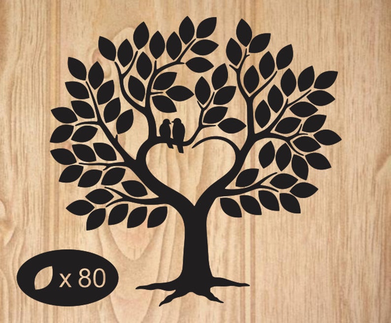 Download 80 Leaves Wedding Guest book SVG Clipart Tree with 80 Leaves | Etsy