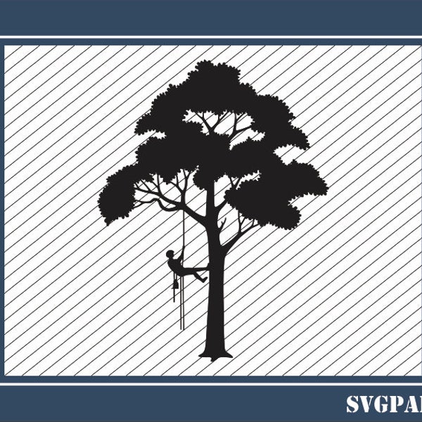 Tree Arborist SVG file for Cricut. Tree dxf Vinyl Cutting file - Tree Triming png Laser Engraving. Tree Arborist dxf for Laser Cutting