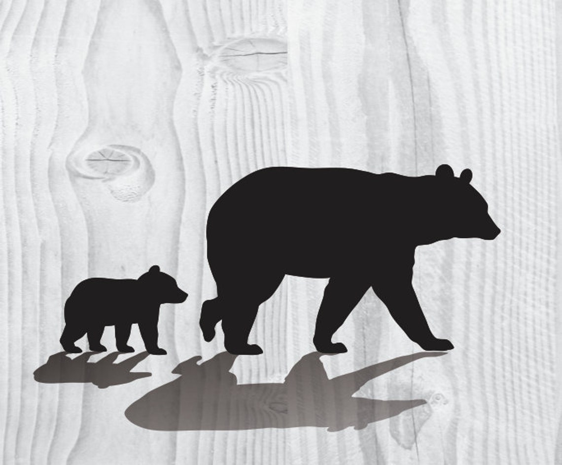Mama Bear SVG Bear Cub Silhouette SVG Clipart Iron on Transfer | Etsy