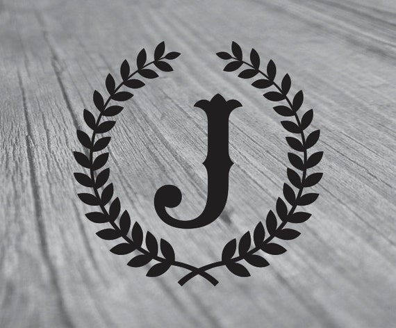 Download Letter J With Laurel Wreath Cricut Svg Design Clipart Monogram Etsy