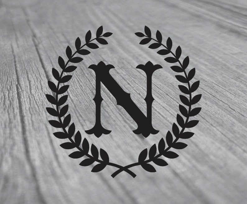 Letter N with Laurel Wreath Cricut SVG Design Clipart ...
