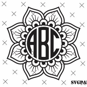 Personalisatie voor Canvas Mandala monogram ontwerp SVG gesneden bestand opstrijkbaar mandala monogram Cricut Mandala monogram ontwerp lasersnijden-bestand