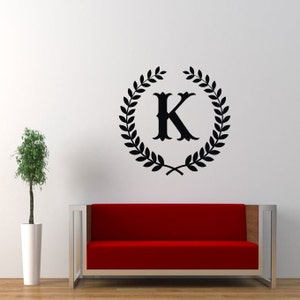 Letter K with Laurel Wreath Cricut SVG Design Clipart Monogram K svg Cameo Elegant Logo SVG Monogram for DIY projects Laser Cutting K svg