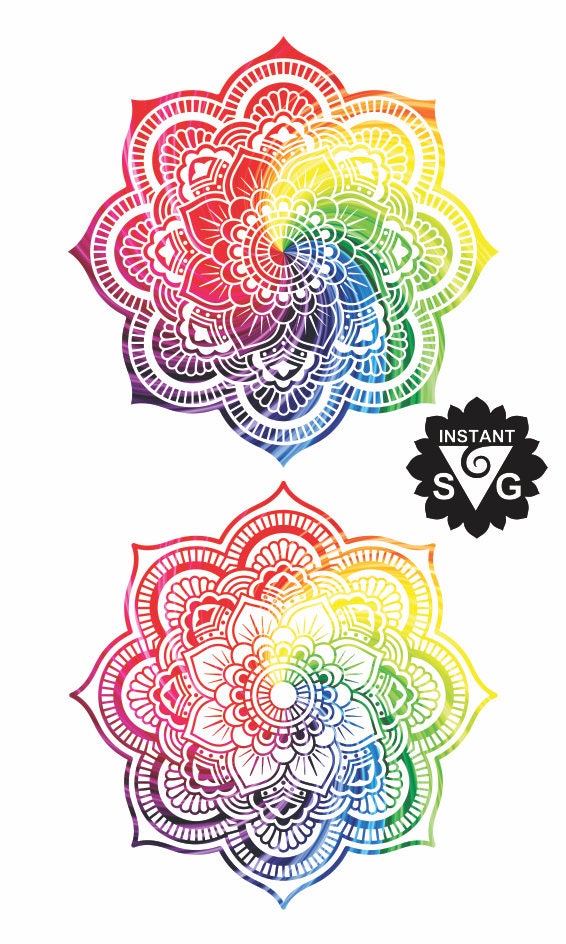 Download Rainbow Mandala Svg Printable - Layered SVG Cut File ...