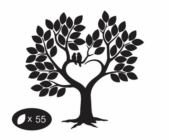 Download 55 Leaves Wedding Tree Guestbook SVG Clipart Tree with 55 ...