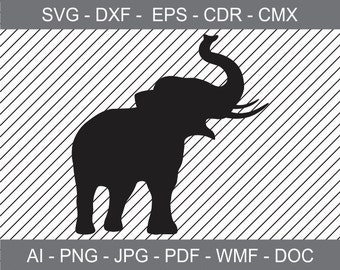 Sagoma di elefante - Clipart stampabile - Cricut - Taglio vinile - Incisione laser