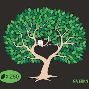 Wedding Guestbook SVG for 280 guests GuestBook Wedding Clipart Wedding Tree Love Birds Wedding Print Wedding Gift, Guest Book Print file