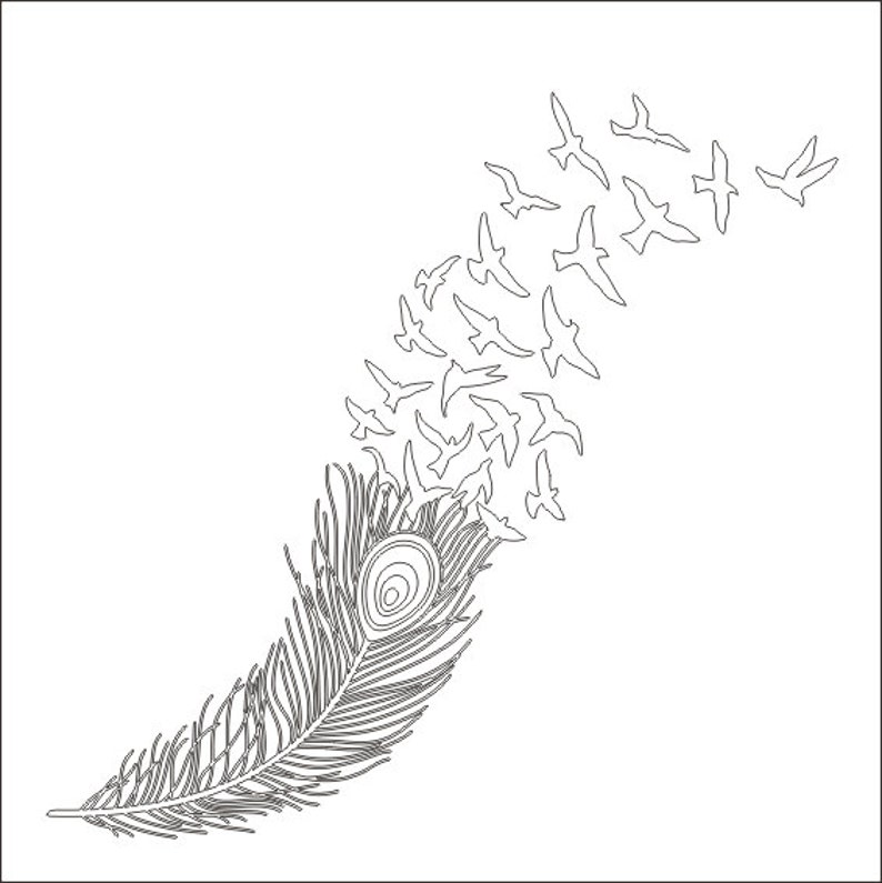 Download Feather with Birds SVG Cutting Vinyl Crafts Feather and ...