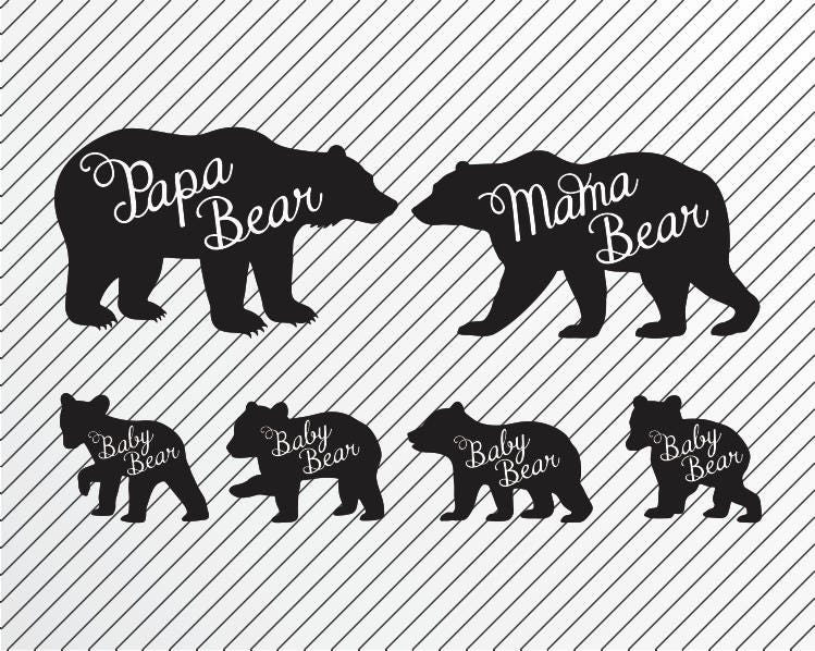 Download Bear Father Mother and Four Cubs Cricut Cutting Engraving ...