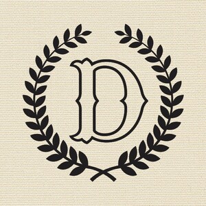 Letra D com coroa de louros SVG Clipart inicial svg Cricut logotipo elegante Cameo Monograma Fonte SVG Monograma Gravação a laser para projetos DIY
