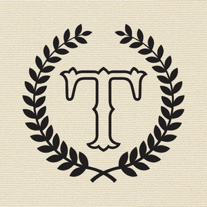Letter T with Laurel Wreath Cricut SVG Design Clipart Monogram T svg Cameo Elegant Logo SVG Monogram for DIY projects Laser Cutting T svg