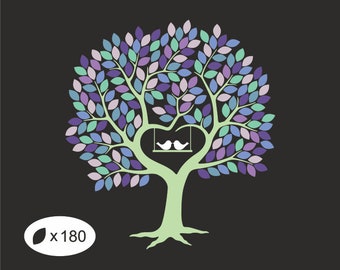 Tree with Love Birds SVG Wedding Tree Clipart Leafy Guestbook | Etsy
