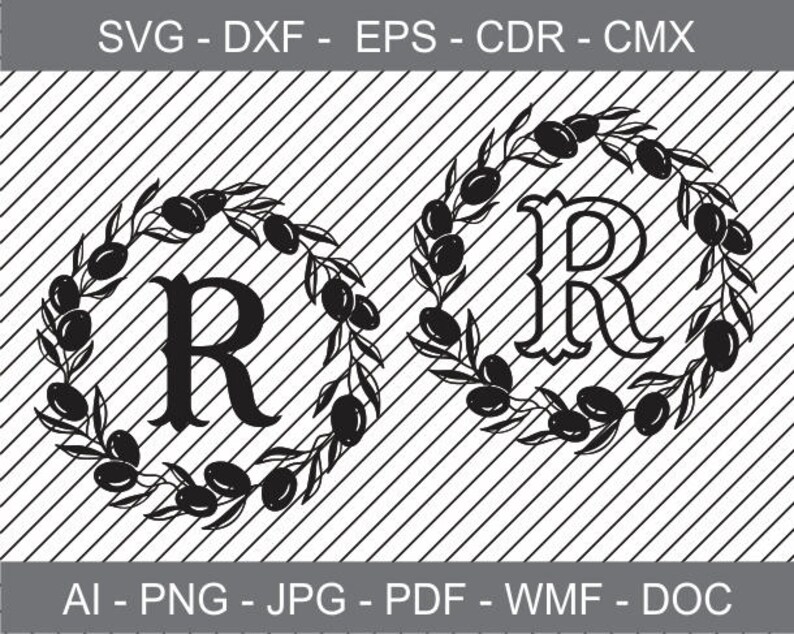 Download Letter R With Olive Wreath Cricut Svg Design Clipart Monogram R Svg Cameo Elegant Logo Svg Monogram For Diy Projects Laser Cutting R Svg Clip Art Art Collectibles