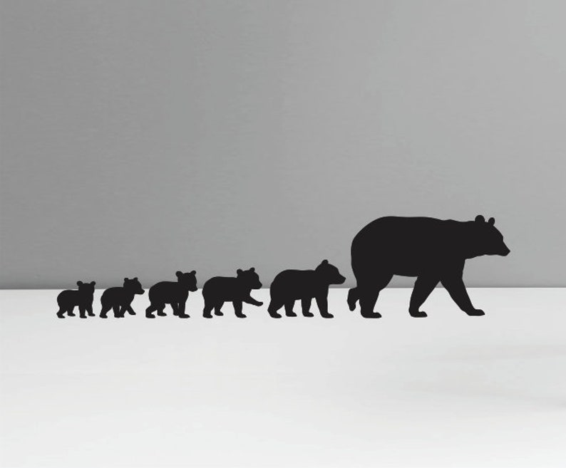 Mama Bear SVG Five Cubs Silhouette Clipart Iron on Bear ...