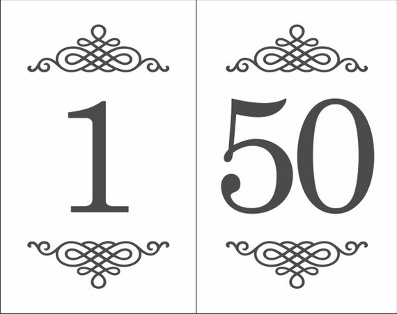 Download Table Numbers Wedding 1 To 50 Table Numbers Svg File Cricut Etsy