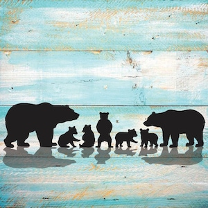 Maman ours papa ours SVG cinq oursons Silhouette SVG Clipart fer sur ourson Clipart Cricut coupe ourson svg gravure laser oursons