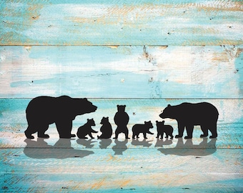 Mama Bear Papa Bear SVG Five Cubs Silhouette SVG Clipart Iron on Bear Cub Clipart Cricut Cutting Bear Cub svg Laser Engraving Bear Cubs