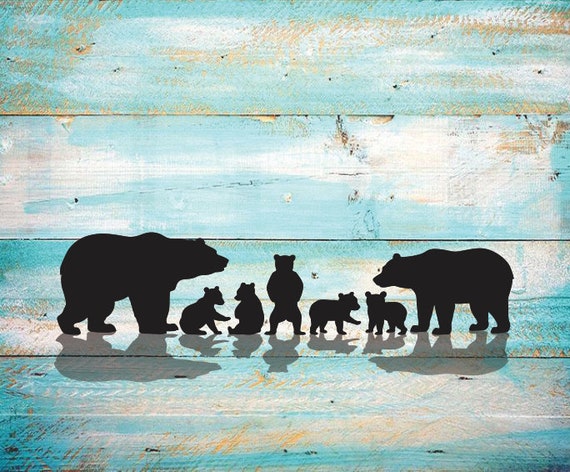 Mama Bear Papa Bear Svg Five Cubs Silhouette Svg Clipart Iron Etsy