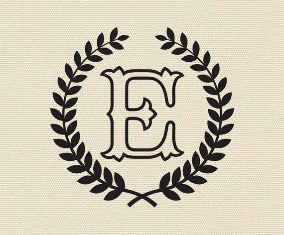 Download Letter E With Laurel Wreath Cricut Svg Design Clipart Monogram Etsy
