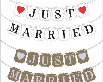 Just Married Wedding Decor Clipart, Wedding Decor Clipart, Just Married SVG file, Just Married  DXF file, Laser Cutting and Engraving file