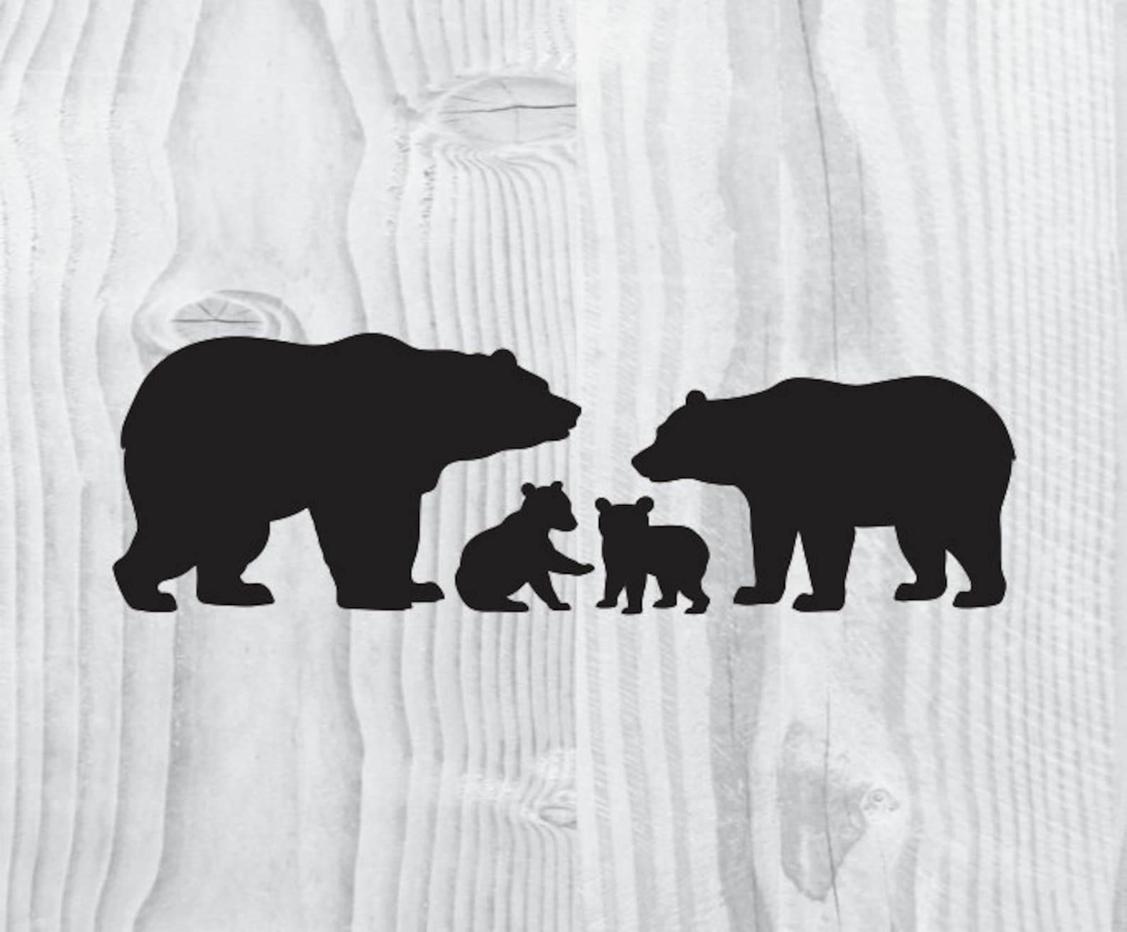 Mama Bear Papa Bear SVG Bear Two Cubs Silhouette SVG Clipart Etsy España