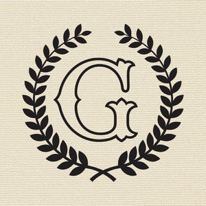 Letter G with Laurel Wreath Cricut SVG Design Clipart Monogram G svg Cameo Elegant Logo SVG Monogram for DIY projects Laser Cutting G svg