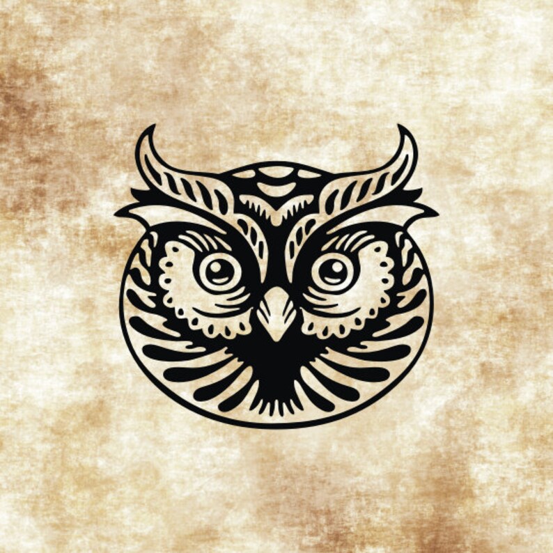 OWL Head SVG Clipart Printable Clipart Laser Engraving file Black and White Owl Head Instant Download