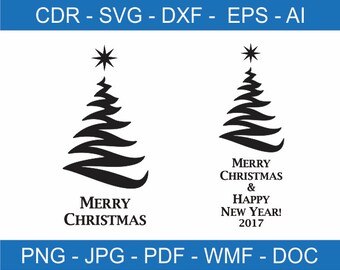 メリークリスマス＆ハッピーニューイヤーのクリップアート、メリークリスマスSVGファイル、メリークリスマスPNGファイル、メリークリスマスDXFファイル、Cricutファイル