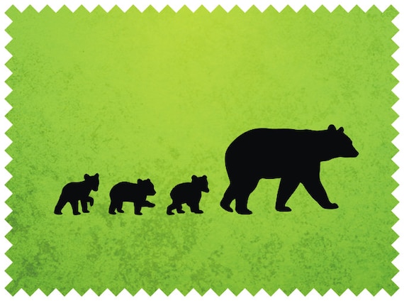 Black Bear Mother And Her Cubs Clipart Black Bear Svg For Etsy