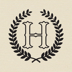 Letra H con corona de laurel Cricut SVG Diseño Clipart Monograma H svg Cameo Logotipo elegante SVG Monograma para proyectos de bricolaje Corte láser H svg