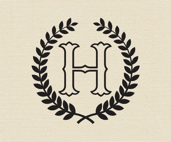 Download Letter H With Laurel Wreath Cricut Svg Design Clipart Monogram Etsy