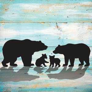 Mamãe Urso Papai Urso SVG Urso Dois Filhotes Silhueta SVG Clipart Ferro em Urso Filhote Clipart Cricut Corte Filhote de Urso SVG Gravação a Laser Filhotes de Urso