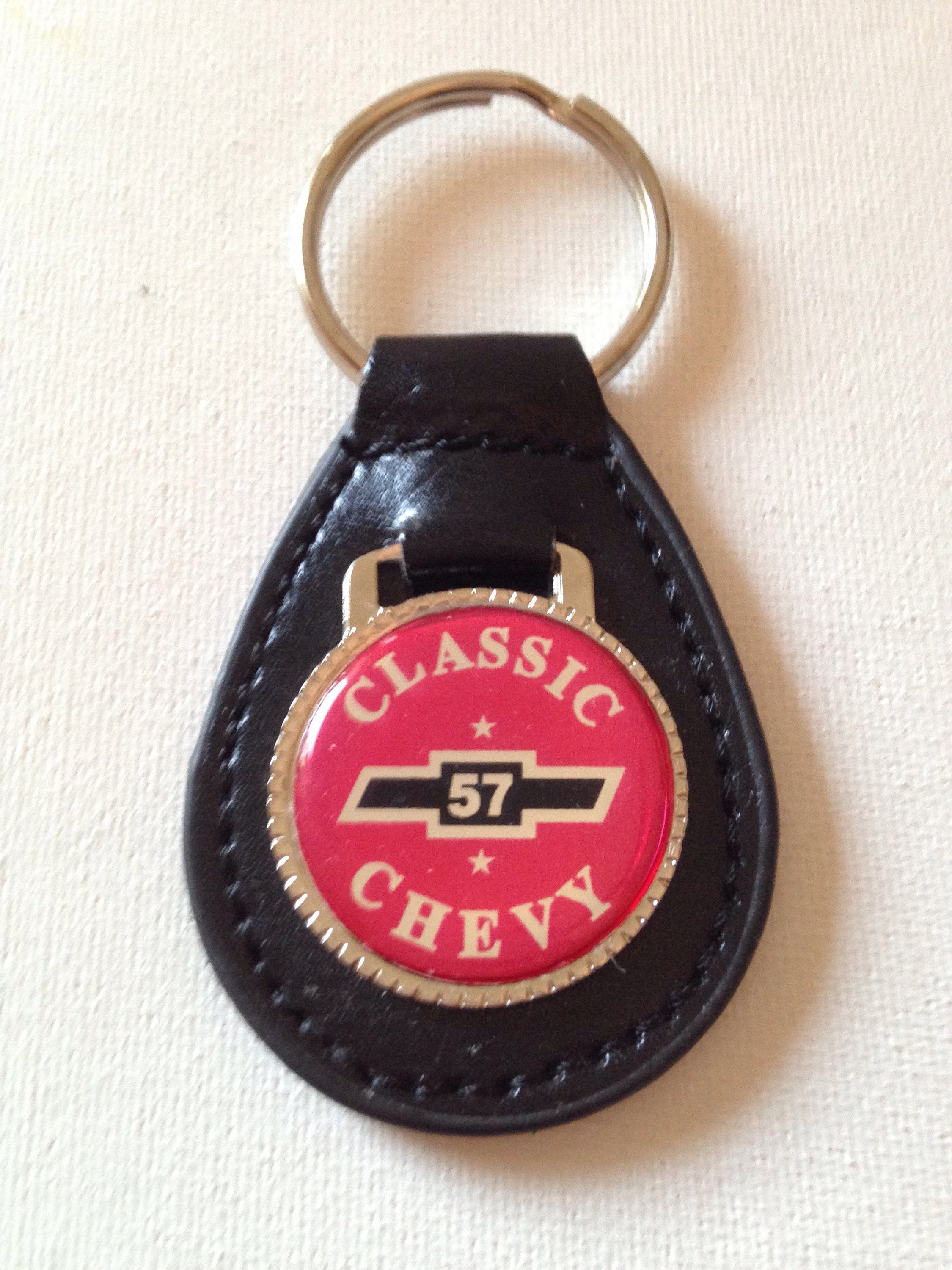 57 Chevy Keychain Black Leather Chevrolet Key Chain Etsy