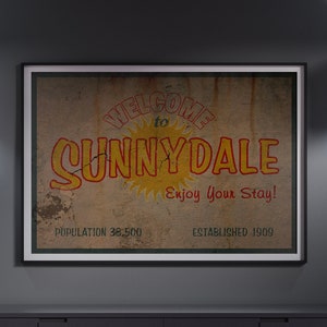 Buffy the Vampire Slayer Inspired - Welcome To Sunnydale - Replica Sign Prop A4 A3 A2 & A1 Art Print + Metal Sign