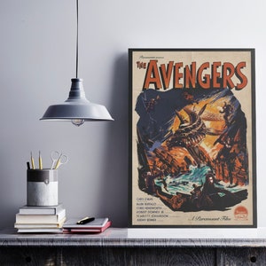 Vintage stijl Avengers geïnspireerde alternatieve film A4 A3 A2 A1 Art Print