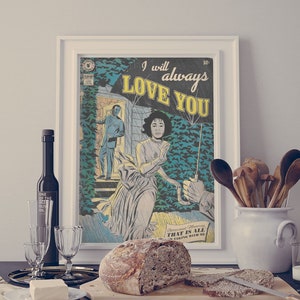 Whitney Houston Inspired Vintage Pulp Book Cover - I Will Always Love You - A4 A3 A2 A1 + American Sizes Art Print