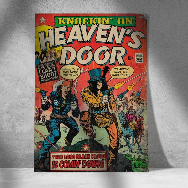 Guns 'n' Roses Inspired Vintage Pulp Comic Book Cover - Knocking on Heavens Door - A4 A3 A2 A1 + American Sizes Art Print