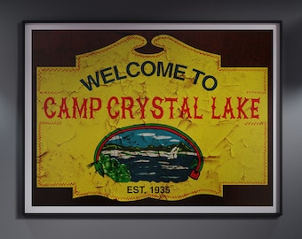 Friday the 13th Inspired - Jason Voorhees - Camp Crystal Lake Replica Sign A2 A3 A4 Art Print