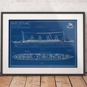 Titanic - Harland & Wolff Blue Print A4 A3 A2 A1 Art Print