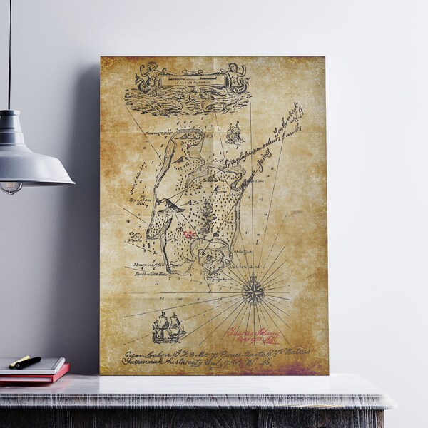 Treasure Island Inspiriert - Robert Louis Stevenson Replica Island Map A3 A2 A1 Kunstdruck